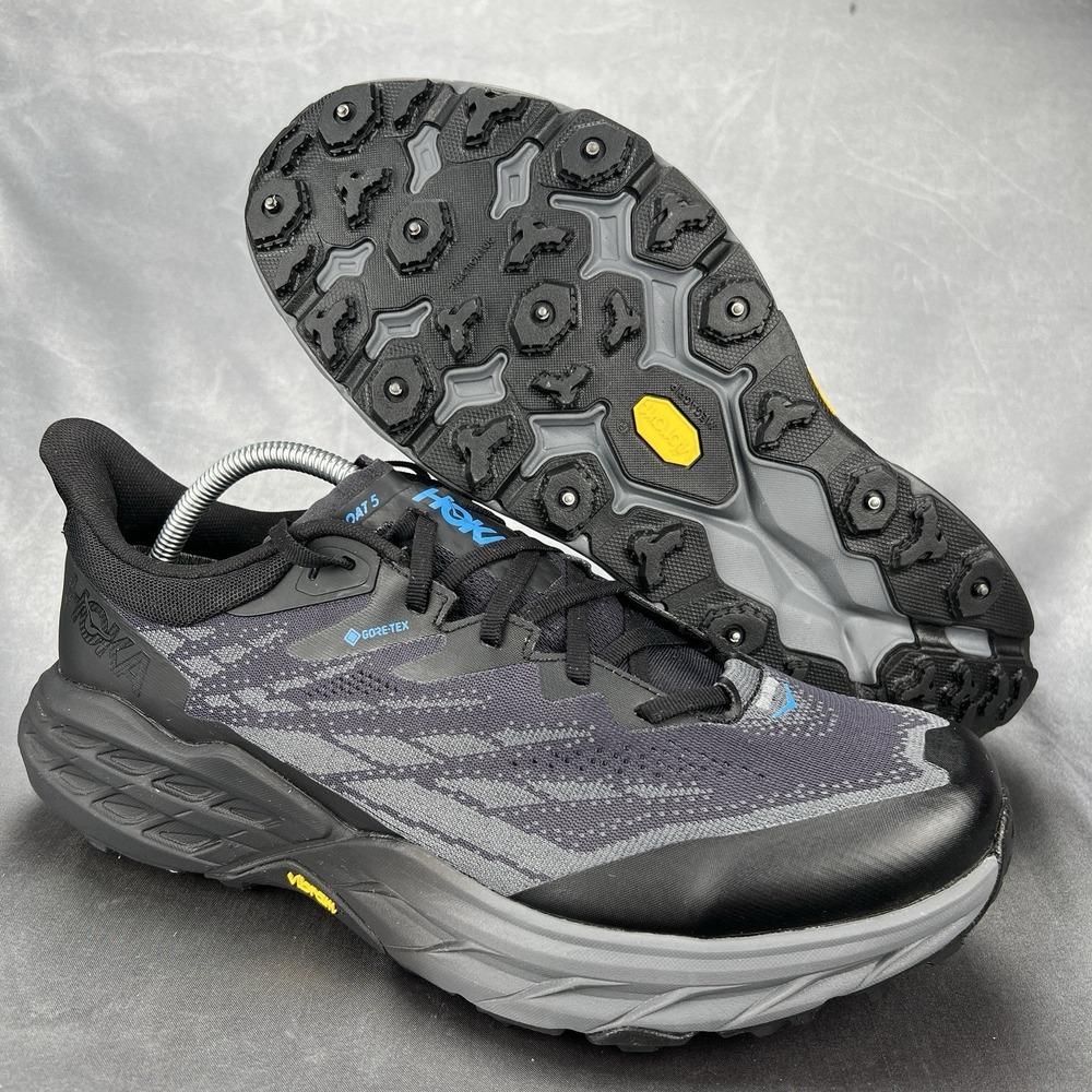 HOKA Men's 10.5 D Speedgoat 5 GTX Spike Black Trail Hiking Shoes 1133550-BBLC